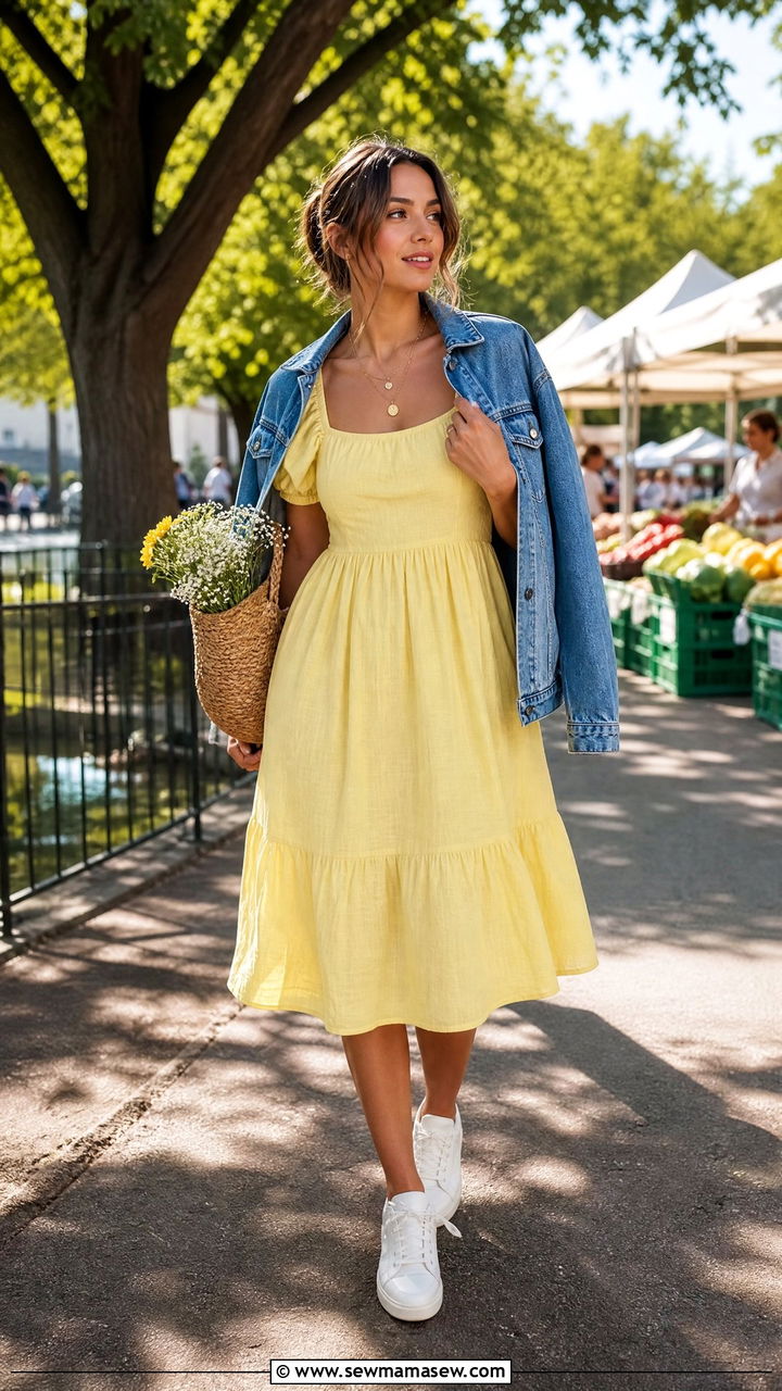 Lemon Yellow Sundress With White Sneakers - 25 Lemon yellow outfit ideas 2026