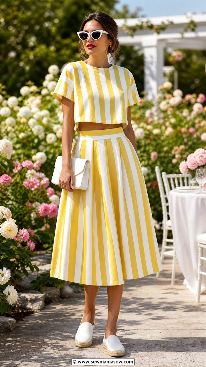 Lemon Yellow and White Summer Outfit Set - 30 Summer yellow outfit ideas