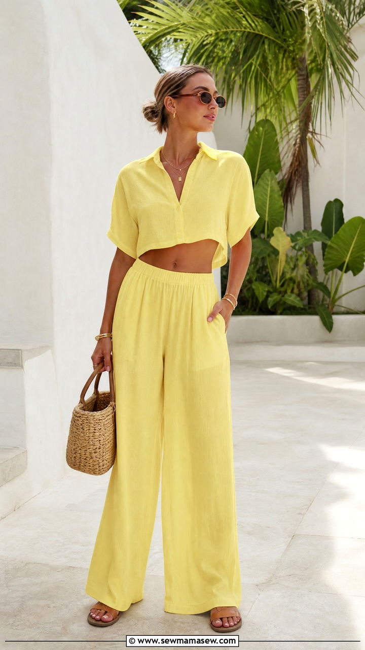 Lemon yellow co ord set outfit - 30 summer lemon yellow outfit ideas