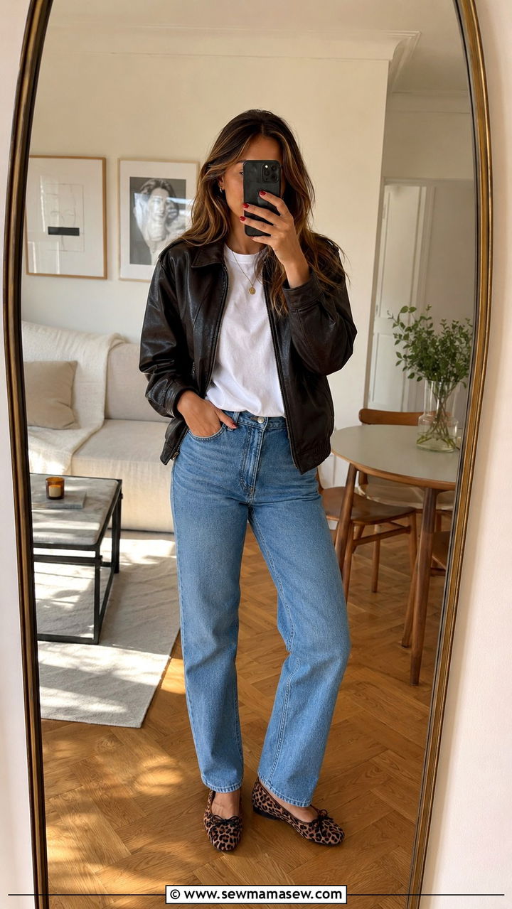 Leopard Print Ballet Flats With Jeans - 30 How to style ballet flats