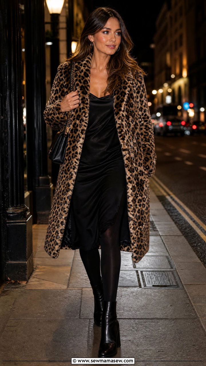 Leopard Print Coat Outfit With Dress - 30 fashion inspo outfits