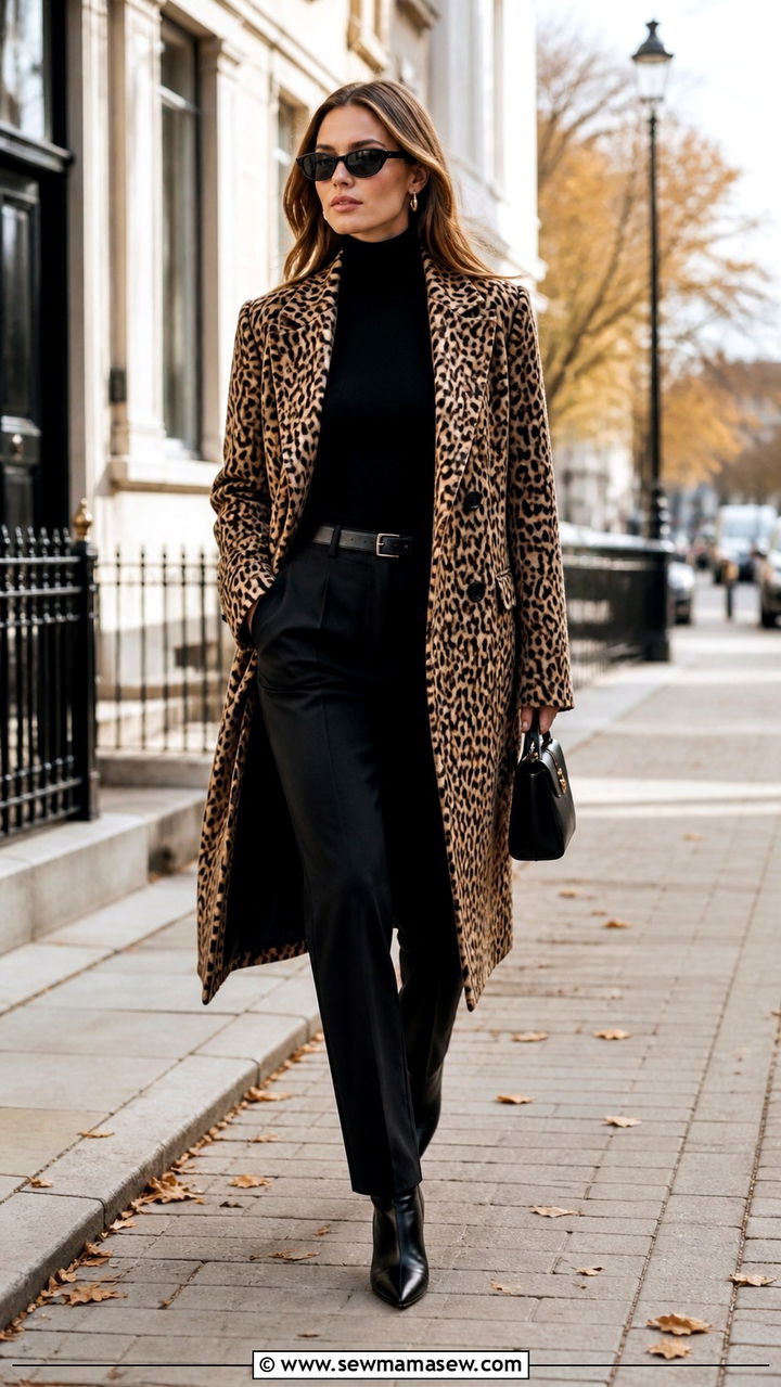 Leopard Print Coat with All Black Base - 20 2026 fashion trends women trends