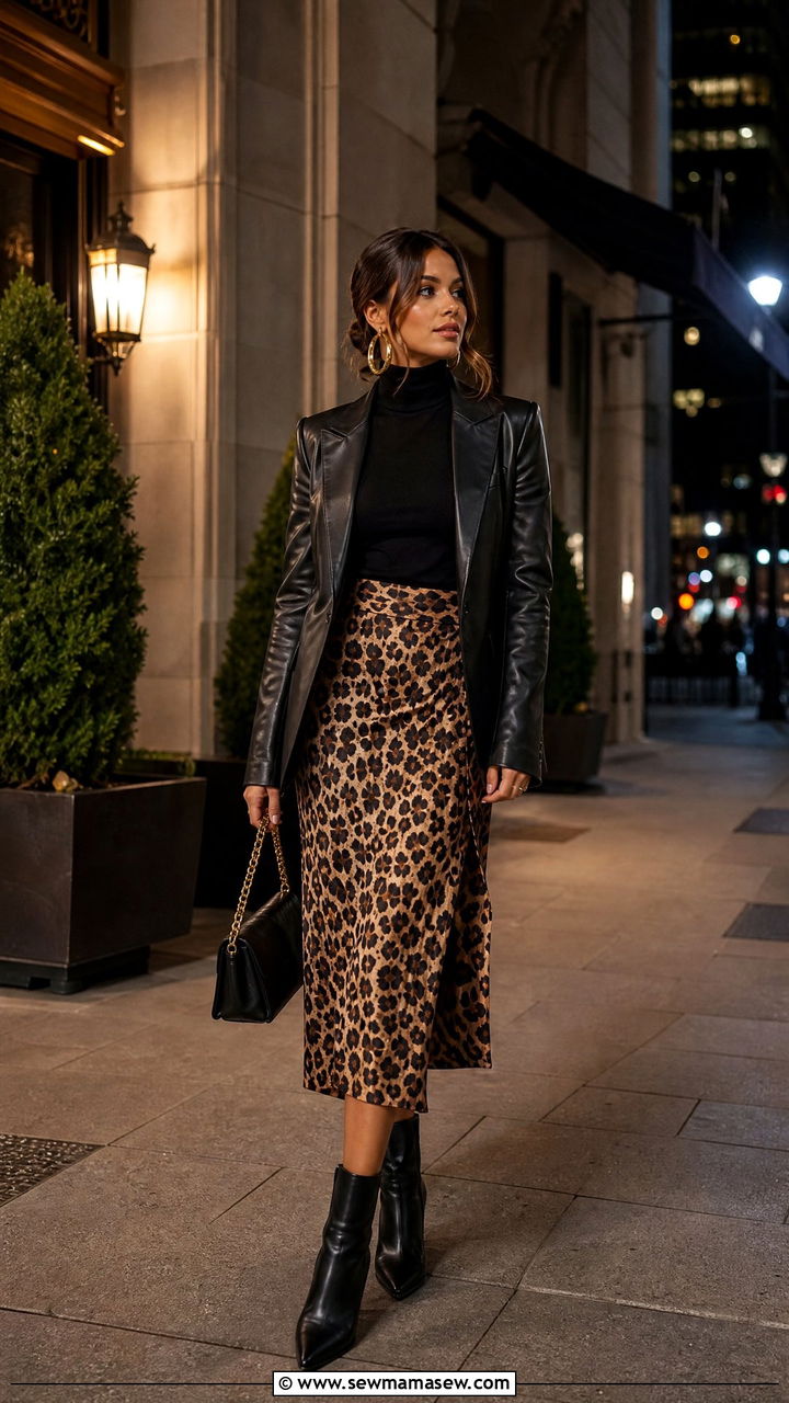 Leopard Print Glamoratti Midi Skirt Outfit - 30 glamoratti outfits inspo