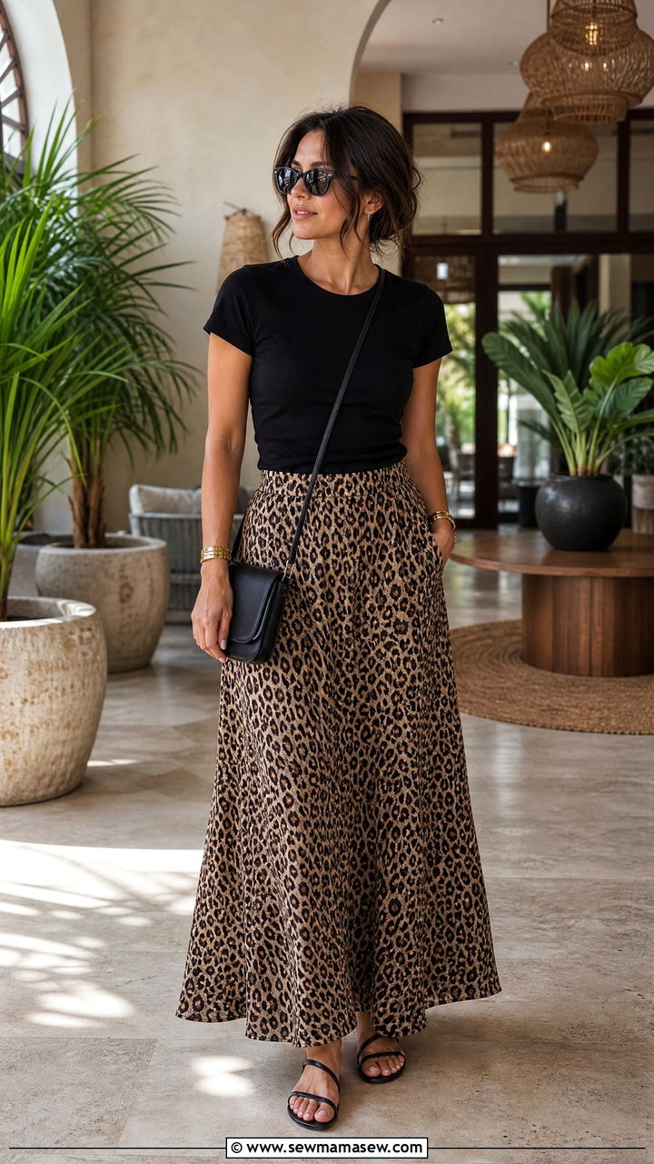 Leopard Print Maxi Skirt Outfit - 35 maxi skirt outfit ideas for women