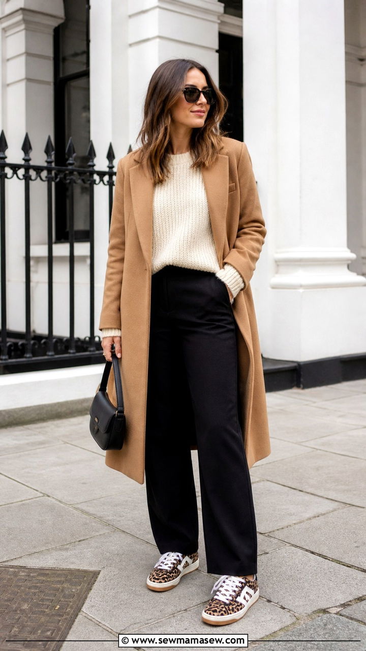 Leopard Print Sneakers with Neutral Outfit - 40 casual sneaker outfits