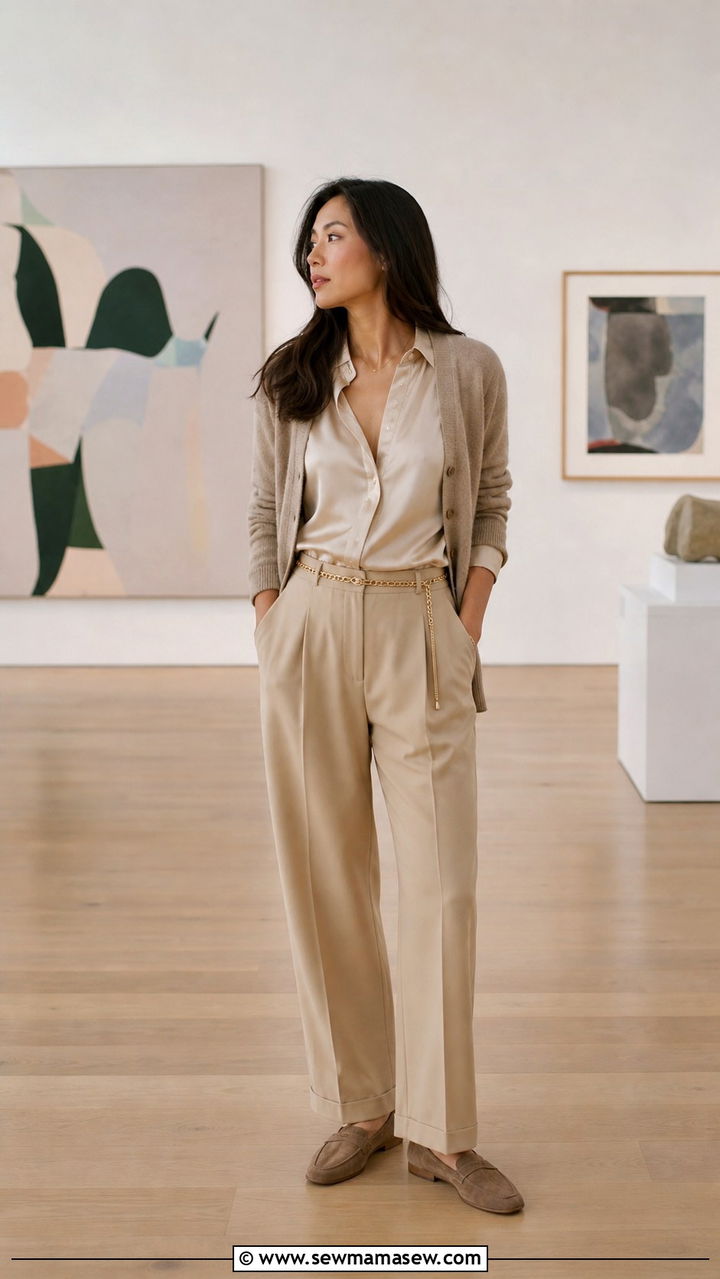 Light Academia Beige Monochrome Layered Outfit - 40 Light academia outfit ideas