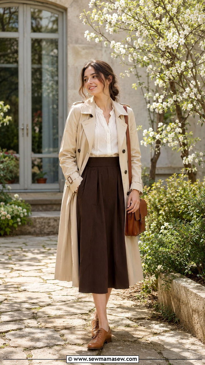 Light Academia Beige Trench Coat And White Blouse Outfit - 30 light academia outfits aesthetic