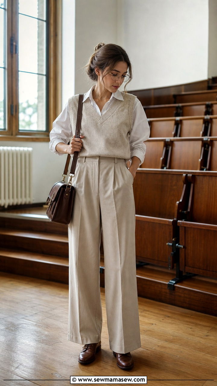Light Academia Button Down Under Sweater Vest - 40 Light academia outfit ideas