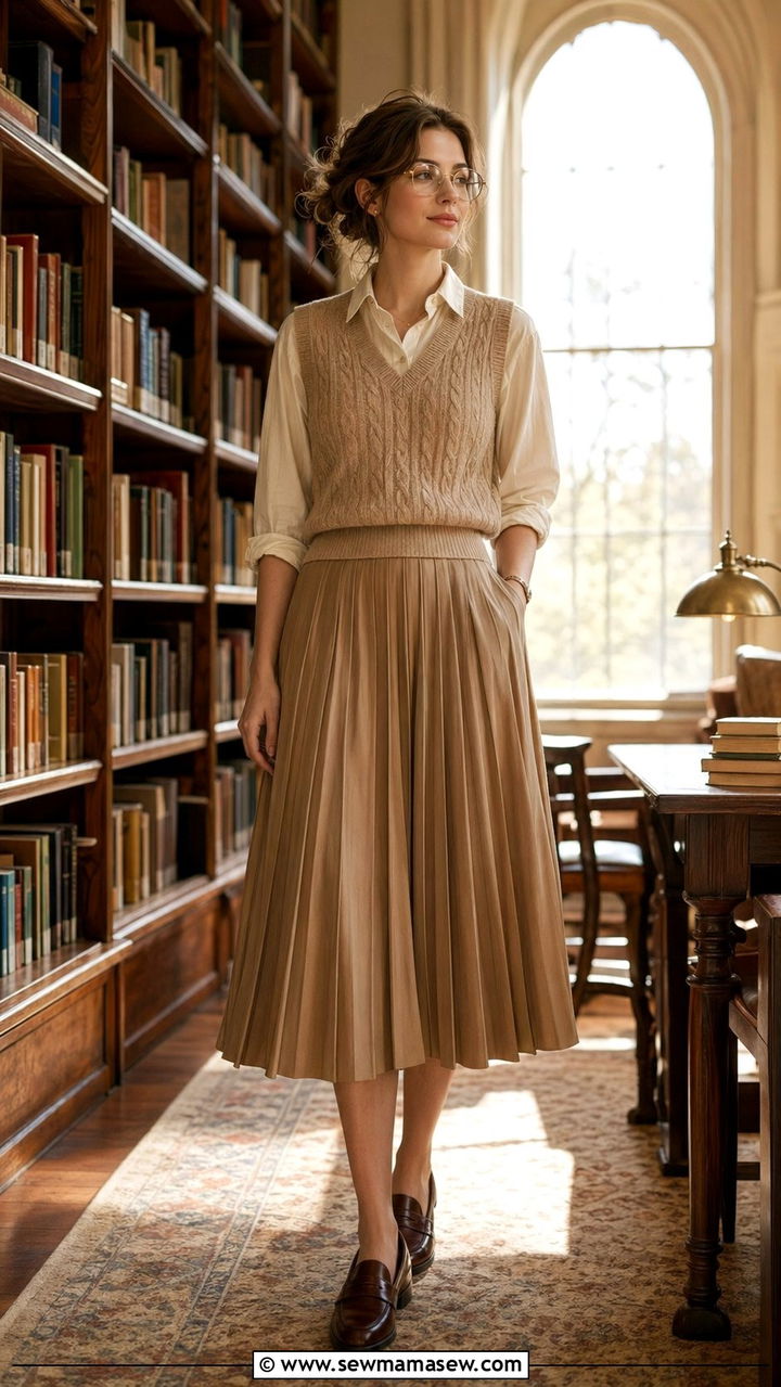 Light Academia Knit Vest and Button Down Outfit - 35 aesthetic outfits ideas