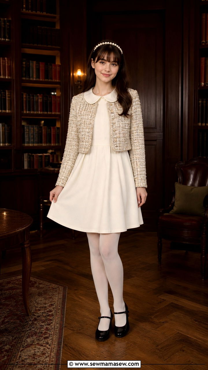 Light Academia Peter Pan Collar Dress and Mary Janes - 40 Light academia outfit ideas