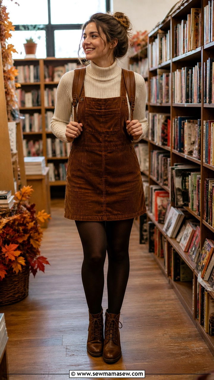 Light Academia Pinafore Dress Over Turtleneck - 40 Light academia outfit ideas