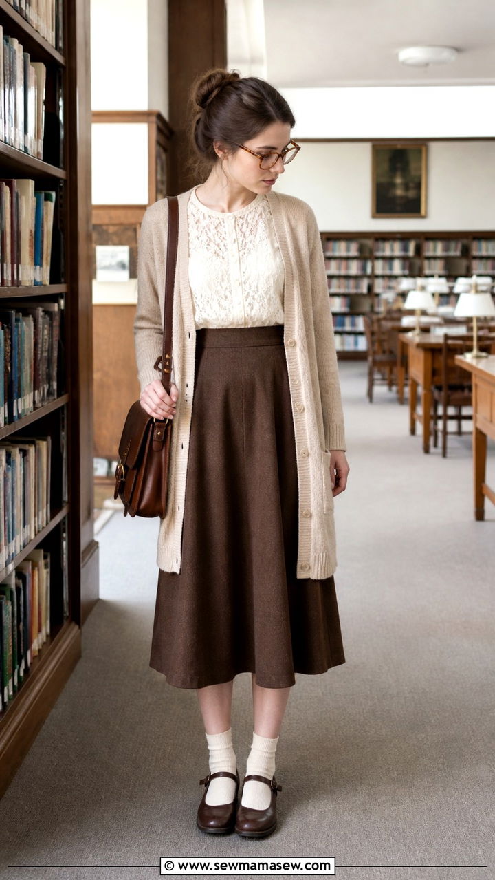 Light Academia Tortoiseshell Glasses and Cardigan - 40 Light academia outfit ideas