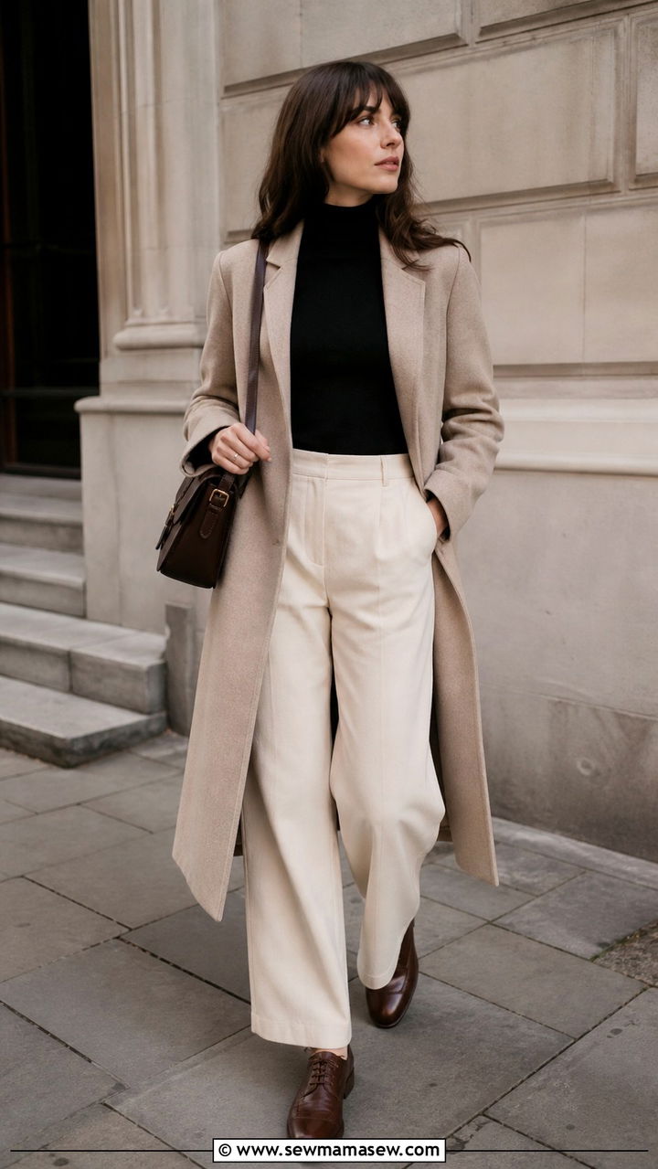 Light Academia Turtleneck and Wool Wide Leg Trousers - 40 Light academia outfit ideas
