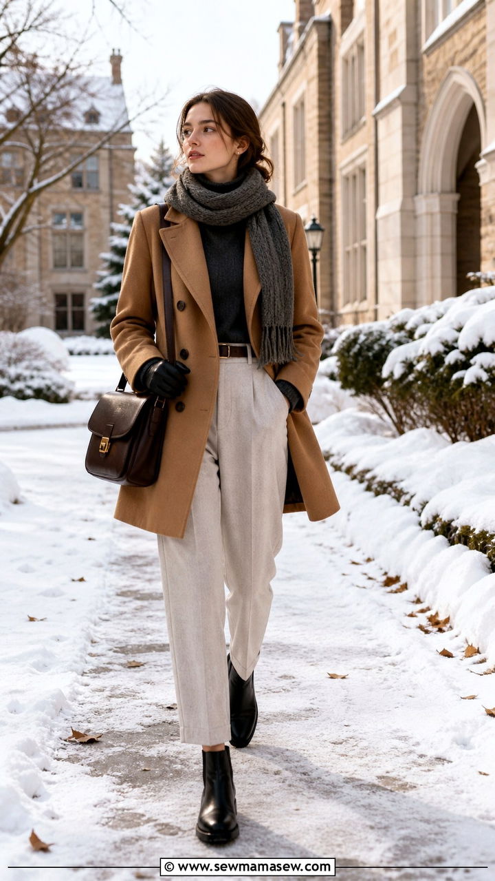 Light Academia Wool Pea Coat and Turtleneck - 40 Light academia outfit ideas