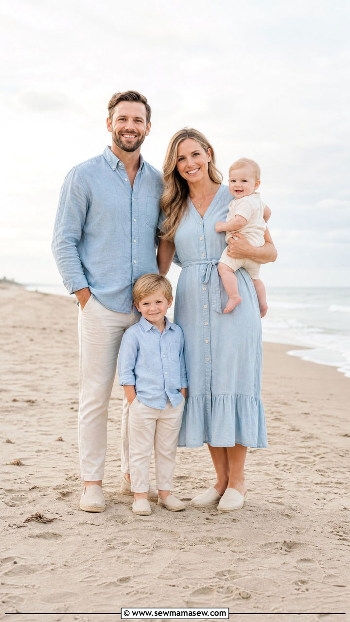 Light Blue And Cream Family Photo Outfits - 30 casual family photo outfits