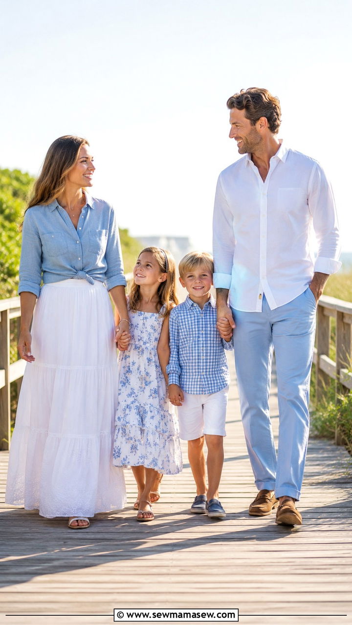 Light Blue And White Family Photo Outfits - 30 classy family photo outfits