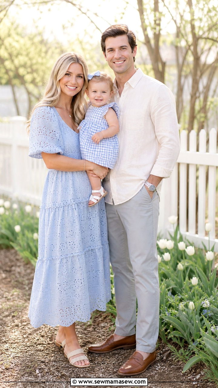 Light Blue and Cream - 40 Spring family photo outfits