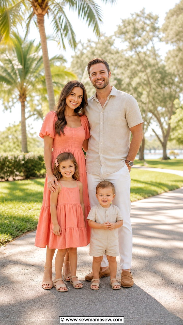 Light Coral and Beige - 40 Spring family photo outfits
