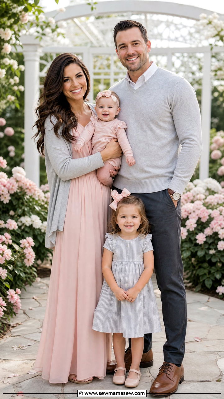 Light Gray And Blush Family Outfit - 30 Matching spring family outfits