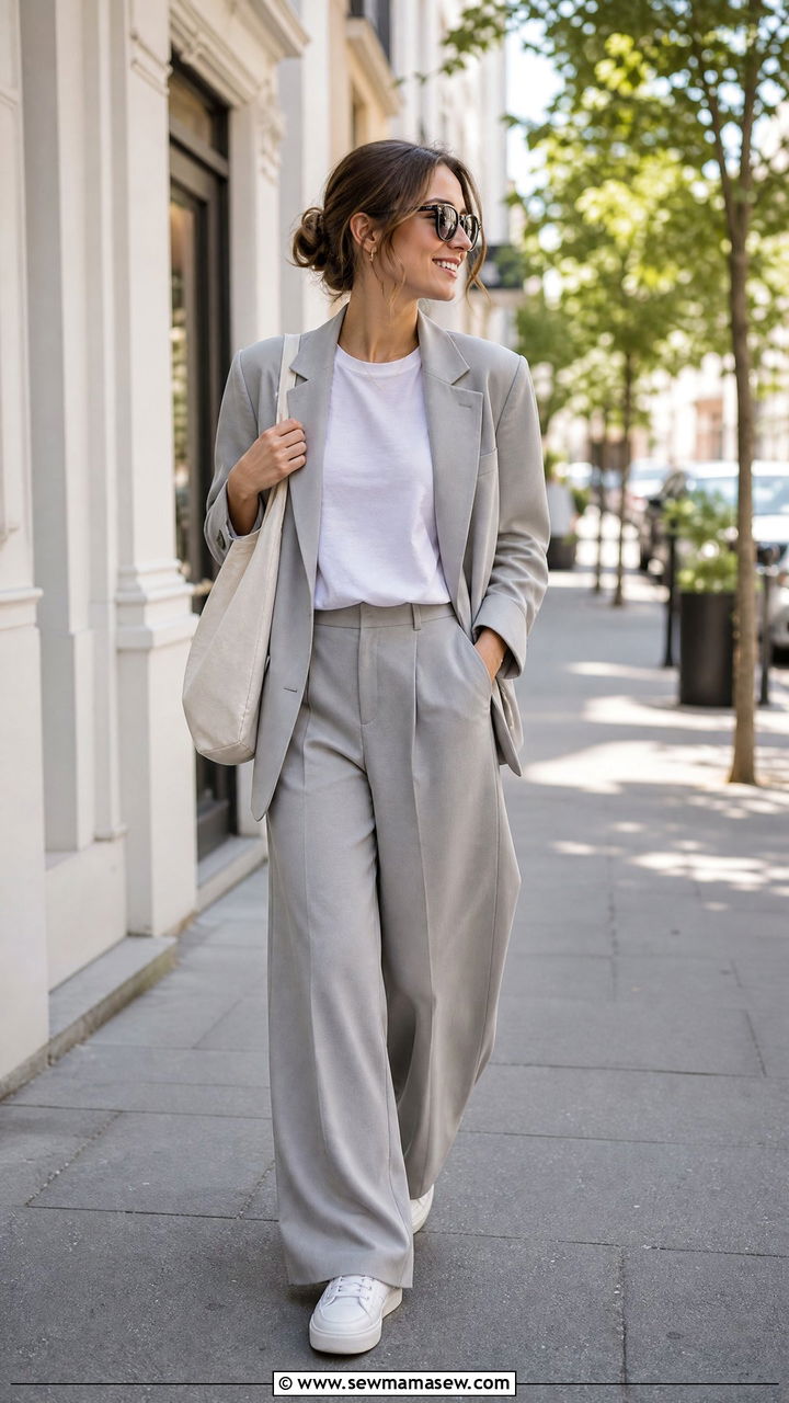 Light Gray Suit With White Sneakers - 30 glamoratti outfits