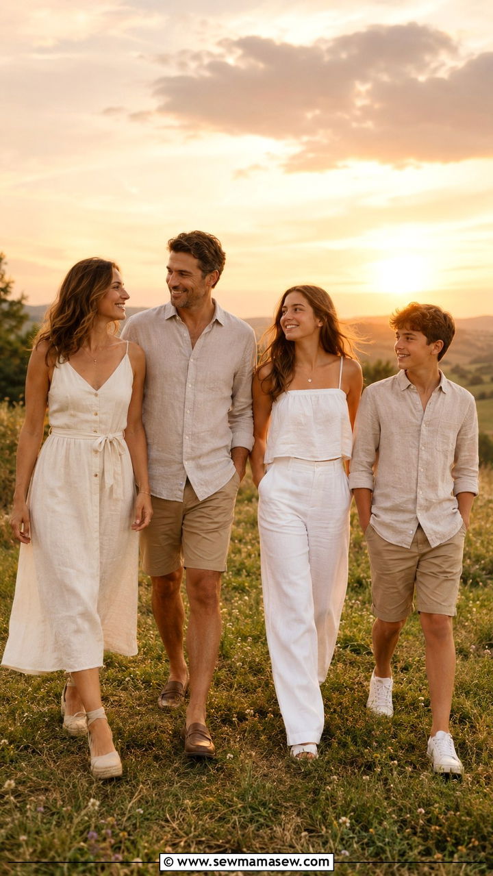 Light Linen Summer Family Photo Outfits - 20 Pinterest family photo outfits