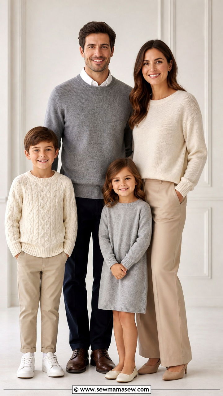 Light Sweater and Trouser Combination - 40 Spring family photo outfits