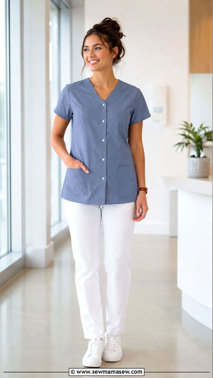 Light Taupe Scrub Set with Rose Gold Accents - 30 Spring outfit ideas for nurse