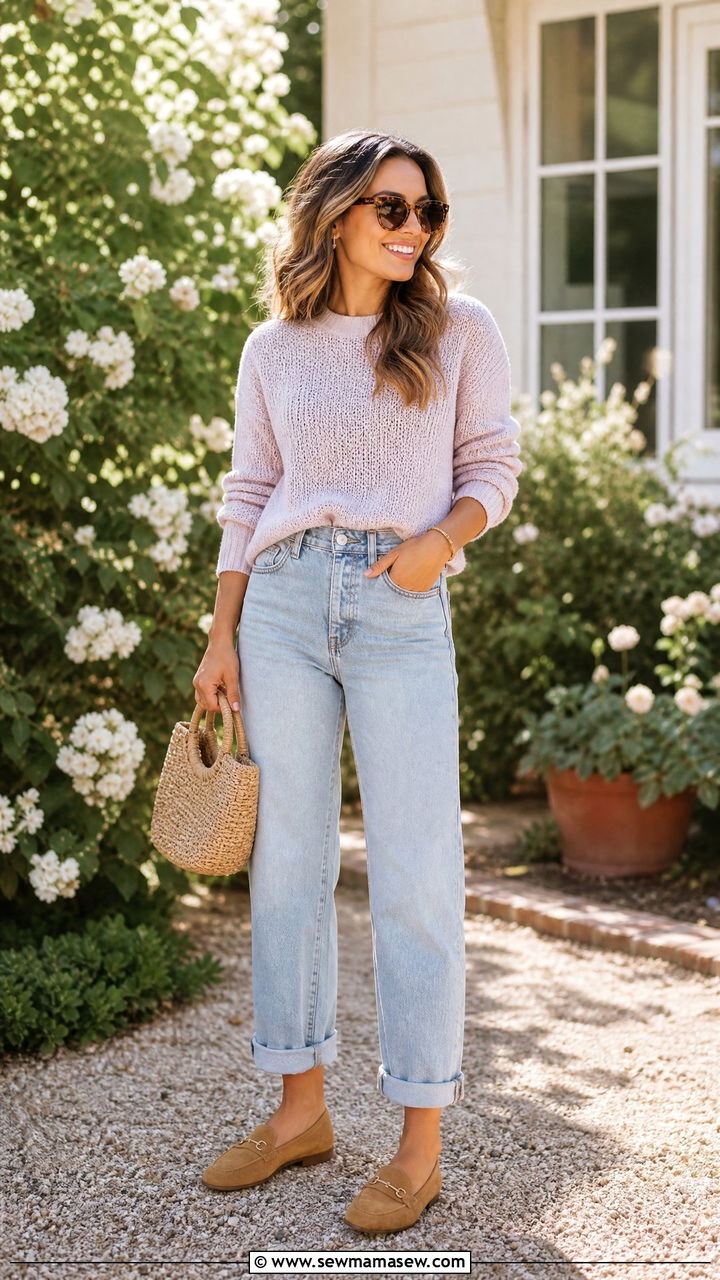 Light Wash Boyfriend Jeans With Loafers - 25 Boyfriend jeans outfit ideas with loafers