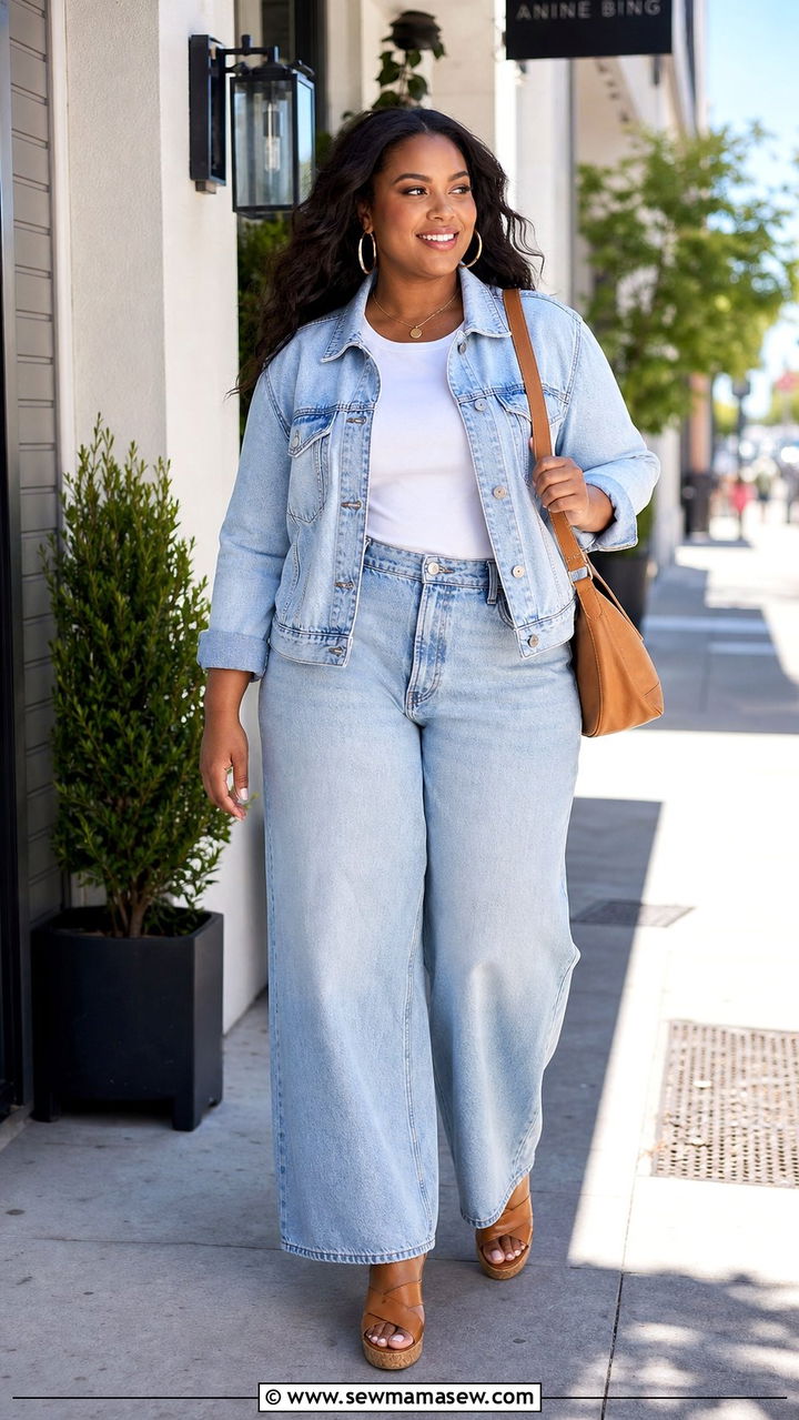 Light Wash Double Denim - 25 Double denim outfit ideas plus size