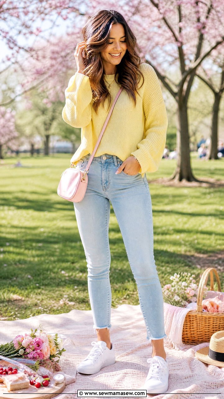 Light Wash Skinny Jeans Pastel Spring Outfit - 25 How to style skinny jeans in spring