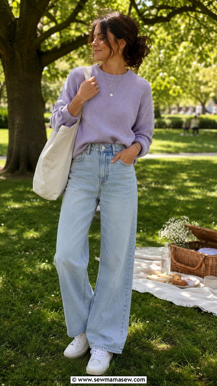 Light Wash Wide Leg Jeans Outfit - 30 cute wide leg jeans outfits