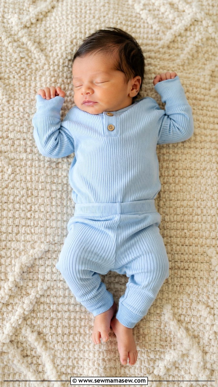 Light blue ribbed pajama set newborn - 20 Newborn lifestyle photo outfit ideas