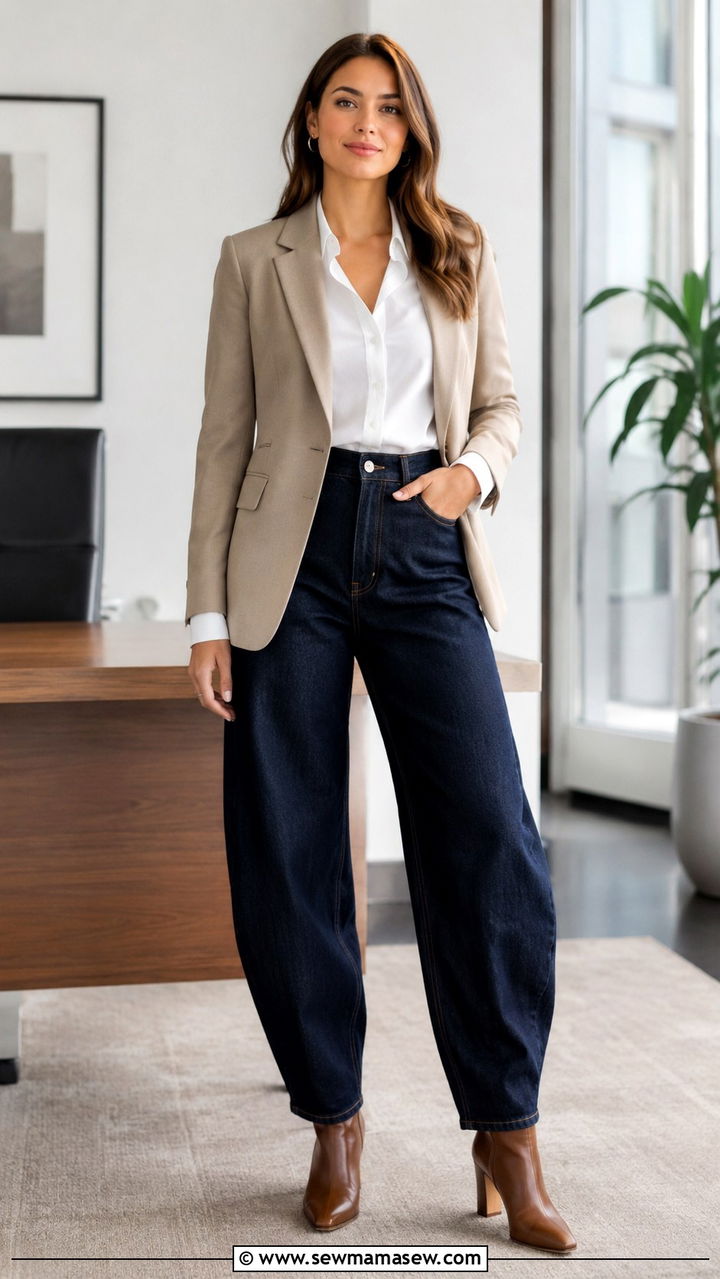 Light wash barrel jeans with ankle boots - 25 Barrel jeans outfit ideas with boots