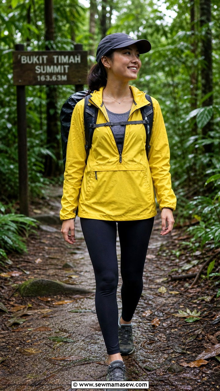 Lightweight Anorak with Leggings and Trail Sneakers - 40 What to wear in Singapore