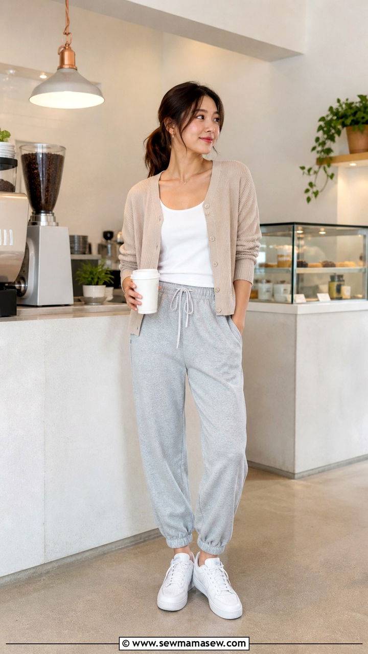 Lightweight Cardigan Tank Top Joggers - 40 Singapore outfit ideas