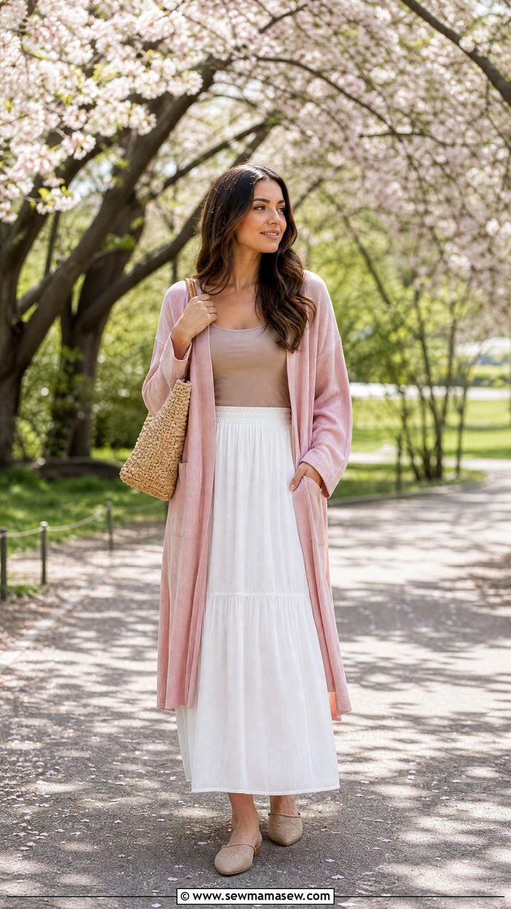 Lightweight Cardigan with Maxi Skirt - 30 Modest spring outfits