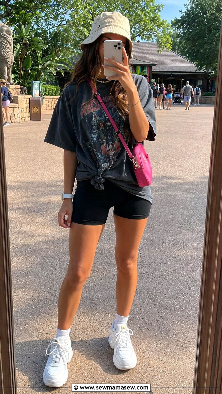 Lightweight Crewneck Sweater with Denim Cutoffs - 30 Universal Studios Hollywood outfit ideas