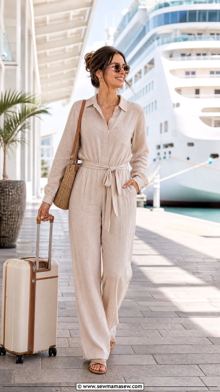 Lightweight Full Sleeve Jumpsuit - 30 modest cruise outfit ideas