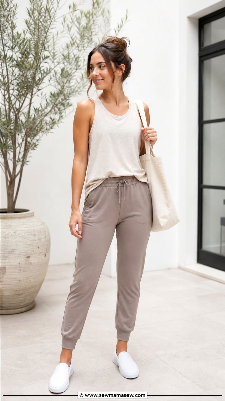 Lightweight Joggers and Relaxed Tank Top - 30 Cute gym outfit ideas