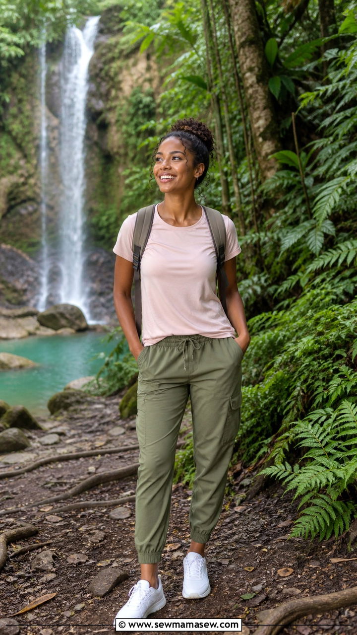 Lightweight Joggers with Breathable Tee and Sneakers - 40 Jamaica vacation outfit ideas