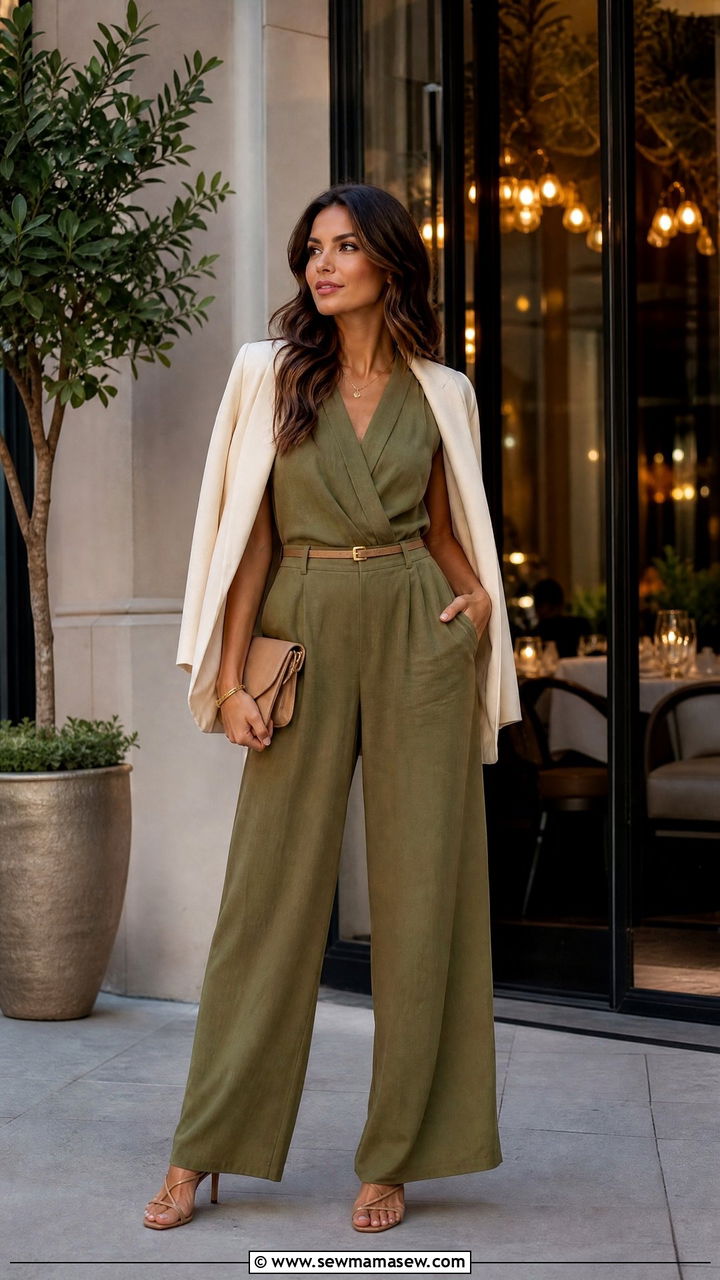 Lightweight Jumpsuit With Heeled Strappy Sandals - 25 Mid August outfit ideas