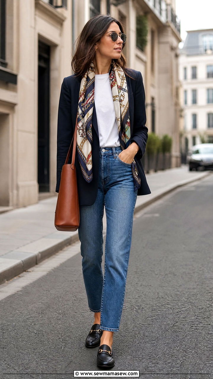 Lightweight Scarf With Layered Basics Outfit - 30 classy transitional outfits