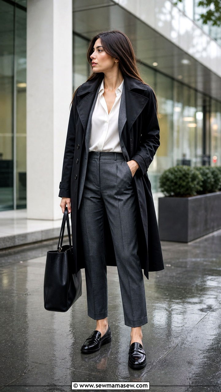 Lightweight Suit With Waterproof Loafers - 30 Rainy day work outfit ideas