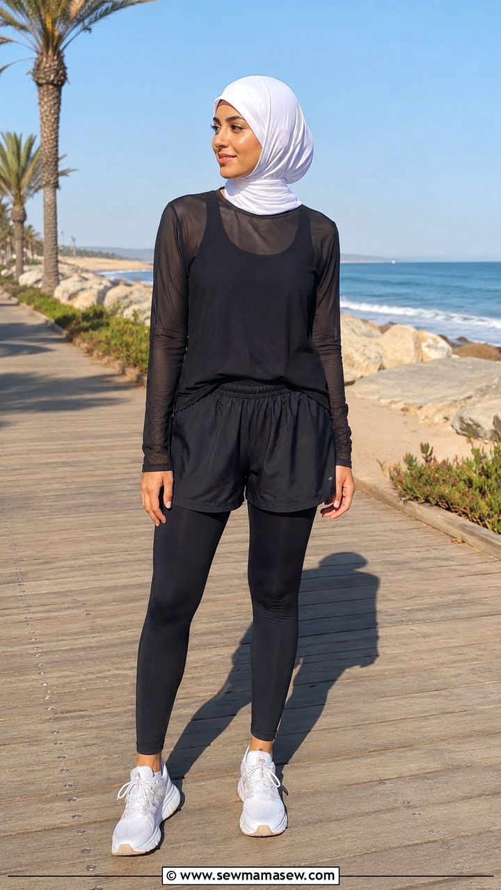 Lightweight Summer Gym Set with Breathable Hijab - 25 Modest gym outfit ideas with hijab