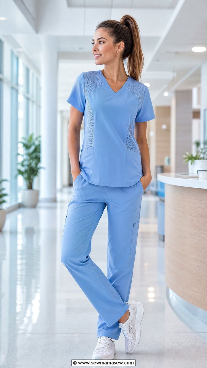 Lightweight Summer Scrubs With Breathable Mesh Panels - 30 ER nurse outfit ideas