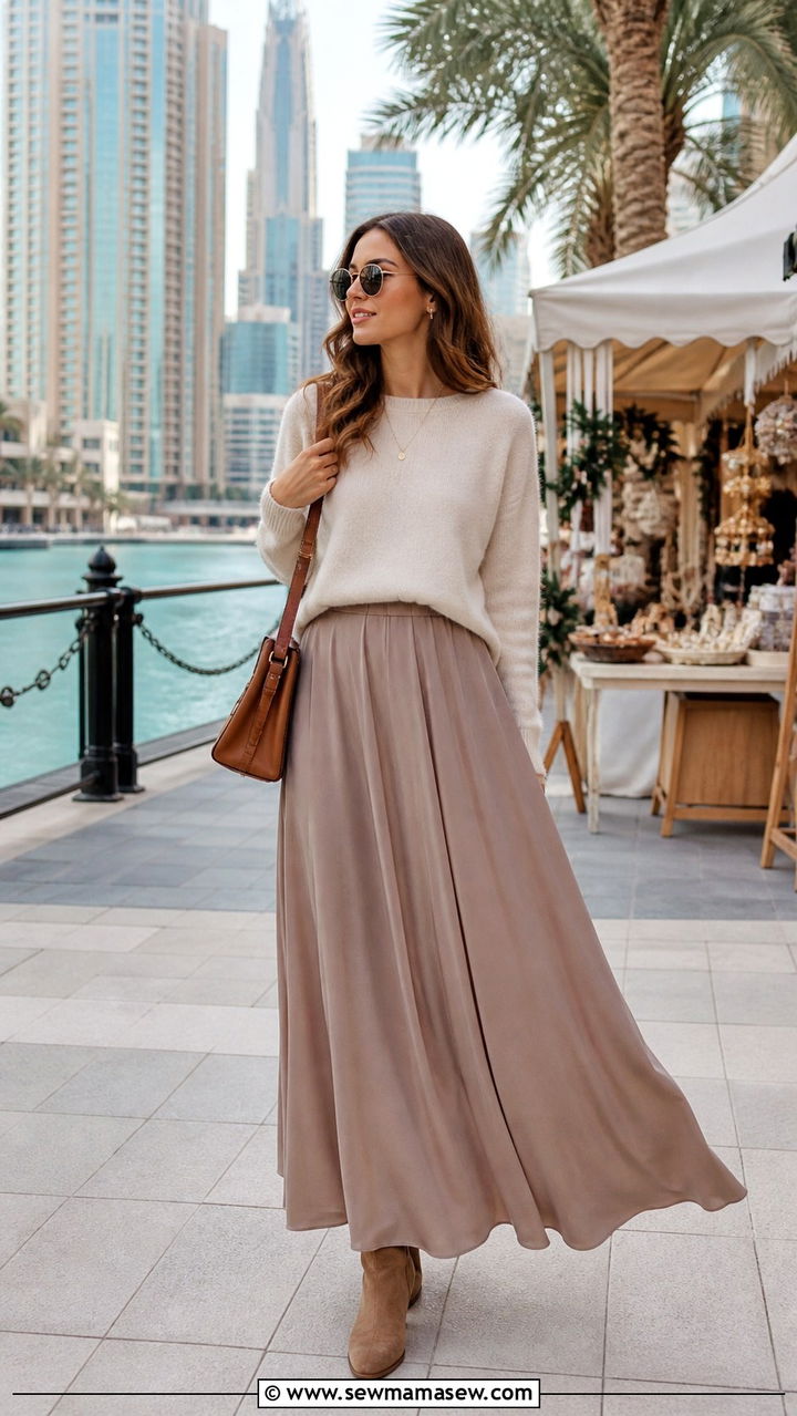 Lightweight Sweater Over a Maxi Skirt - 40 What to wear in Dubai