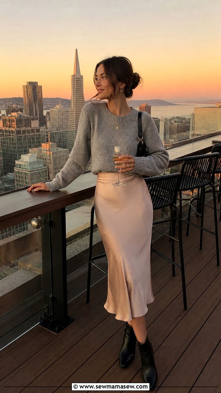 Lightweight Sweater with Midi Skirt - 40 What to wear in San Francisco