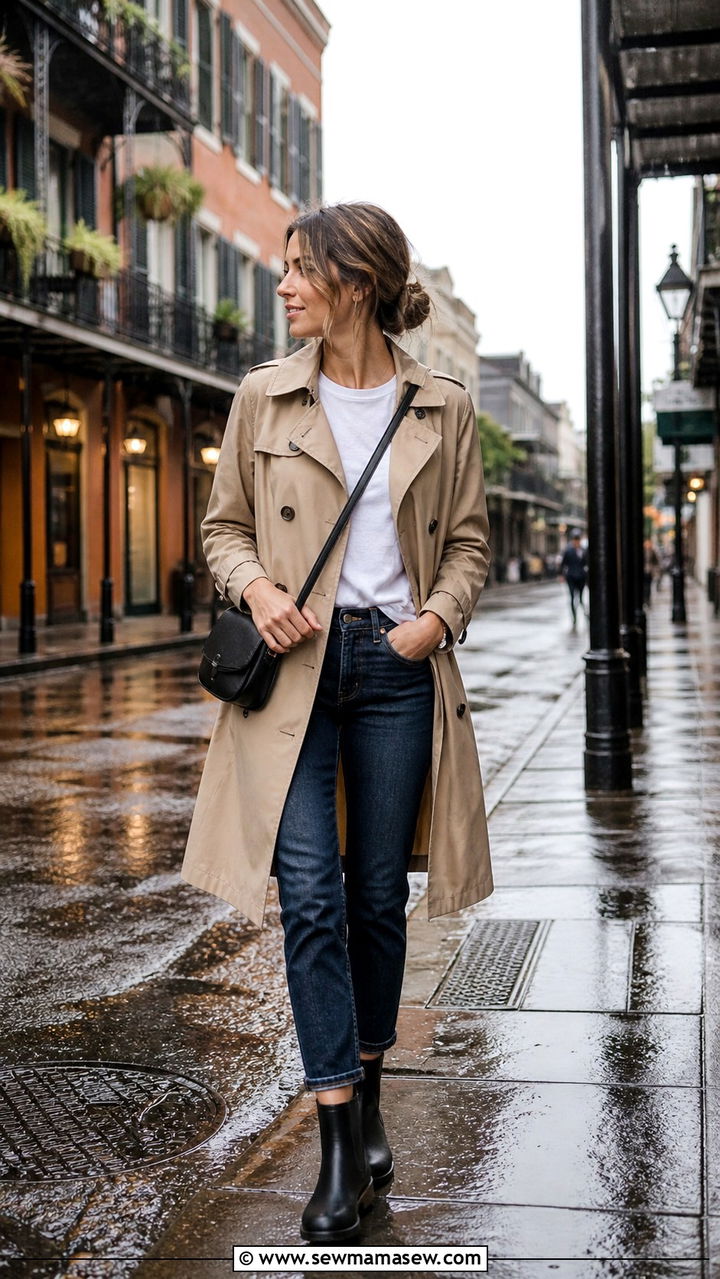 Lightweight Trench Coat with Jeans for a Rainy Day - 40 What to wear in New Orleans