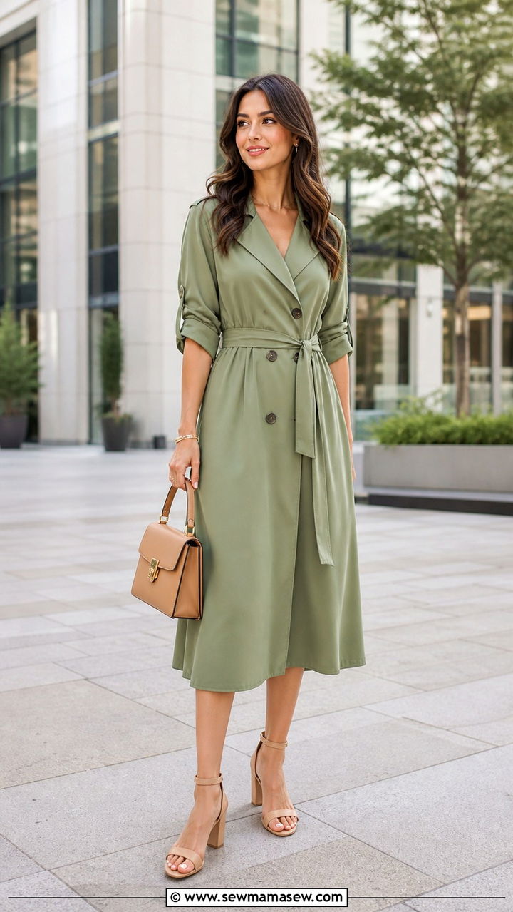 Lightweight Trench Dress With Ankle Strap Heels - 40 Spring wardrobe ideas