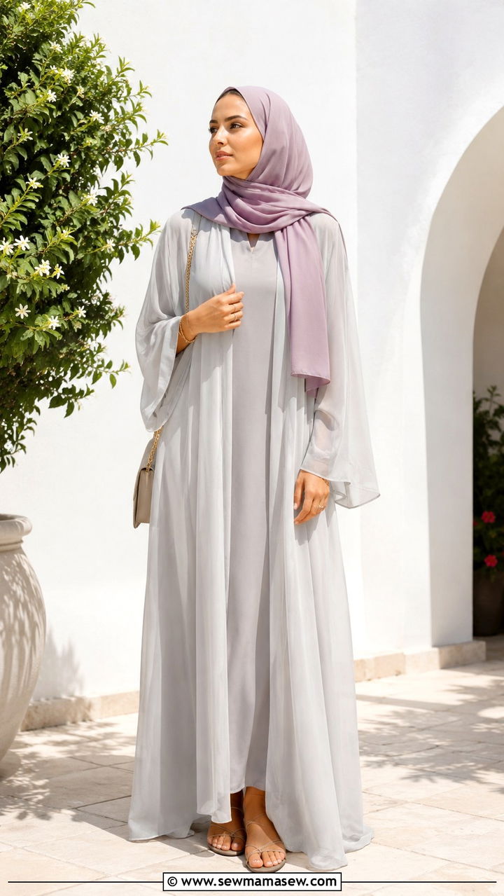 Lightweight abaya summer hijab look - 30 hijab outfit ideas